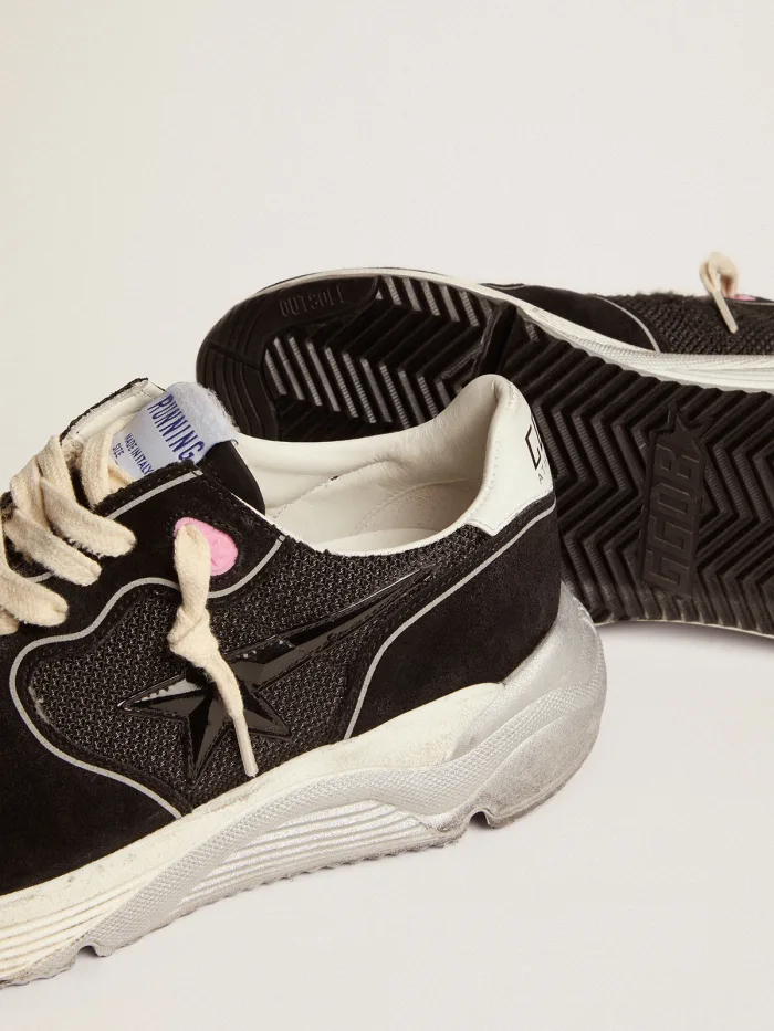 Running Sole Sneakers With Mesh And Suede Upper And 3d Star - Black Unisex Streetwear Limited Edition
