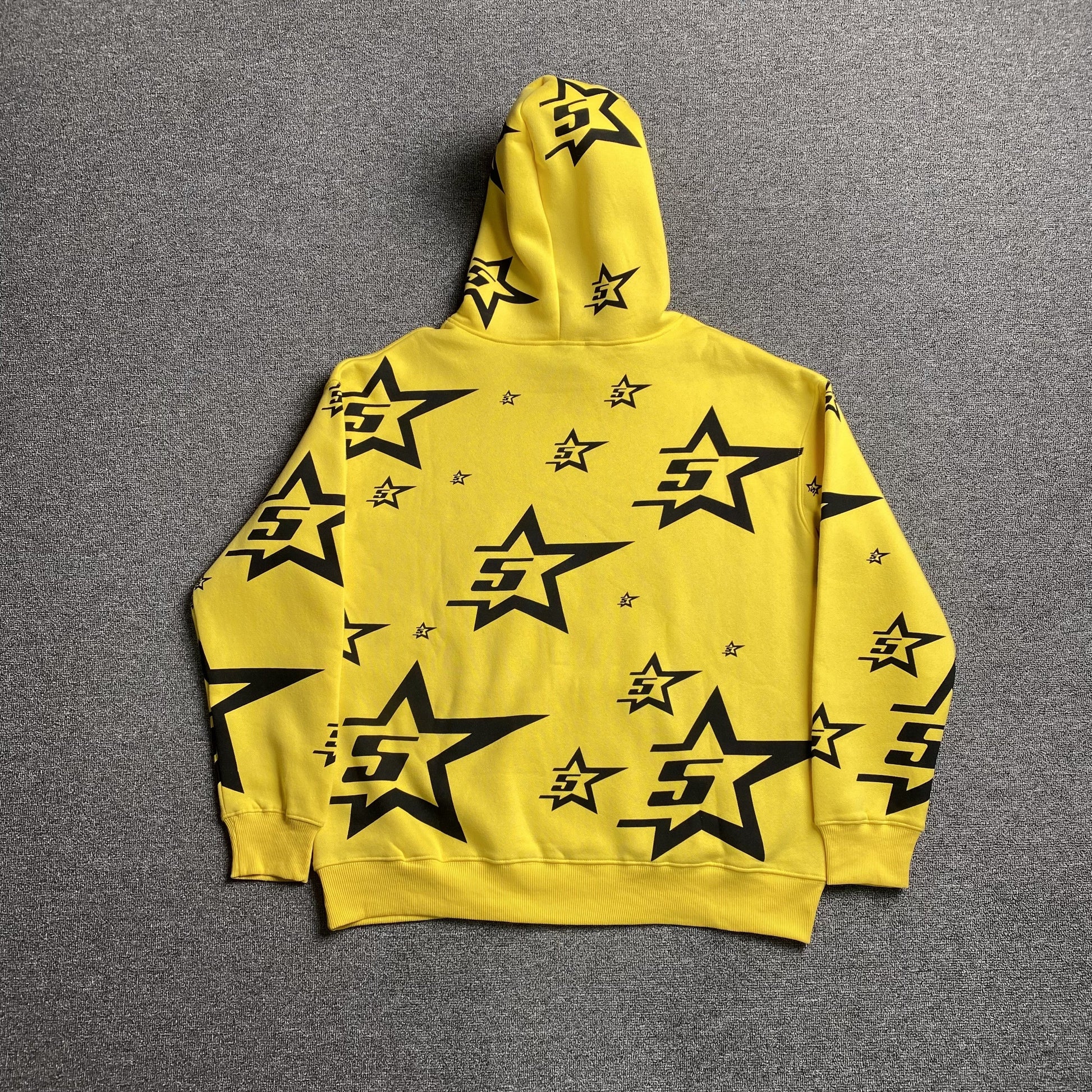 SP5DER 5star Hoodie - Yellow Unisex Streetwear Limited Edition - The SP5DER 5STAR HOODIE YELLOW - REPLICA is a bold and electrifying statement piece that