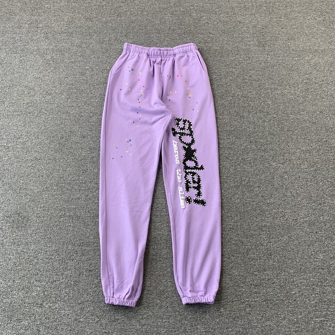 SP5DER Acai Sweatpants - Purple Unisex Streetwear Limited Edition - The SP5DER ACAI SWEATPANTS PURPLE - REPLICA deliver a perfect fusion of bold streetwear design