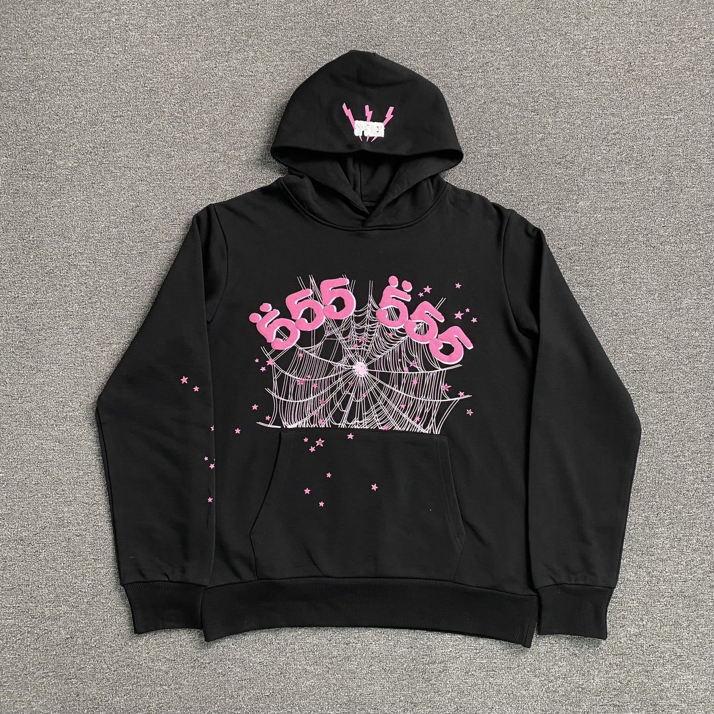 SP5DER Angel Number Hoodie - Black Unisex Streetwear Limited Edition - The SP5DER ANGEL NUMBER HOODIE BLACK - REPLICA merges bold streetwear aesthetics with a mystical
