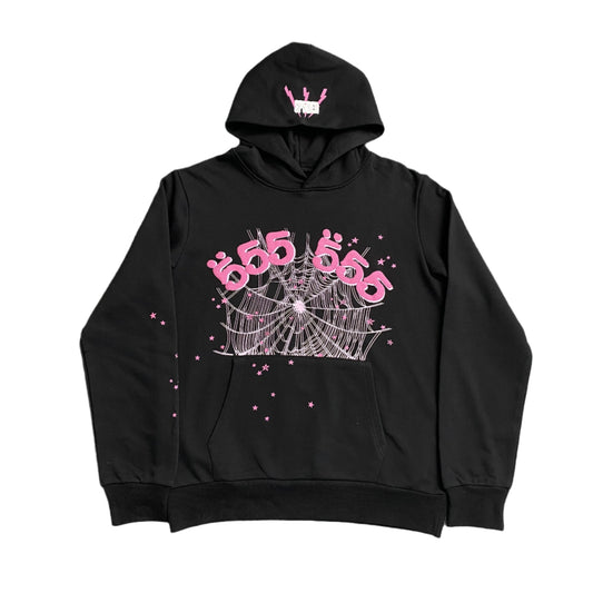 SP5DER Angel Number Hoodie - Black Unisex Streetwear Limited Edition - The SP5DER ANGEL NUMBER HOODIE BLACK - REPLICA merges bold streetwear aesthetics with a mystical