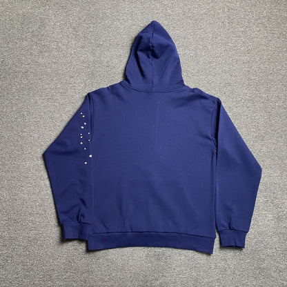 SP5DER Arach Ny Phobia Hoodie - Navy Unisex Streetwear Limited Edition - The SP5DER ARACH NY PHOBIA HOODIE NAVY - REPLICA blends bold streetwear aesthetics with understated