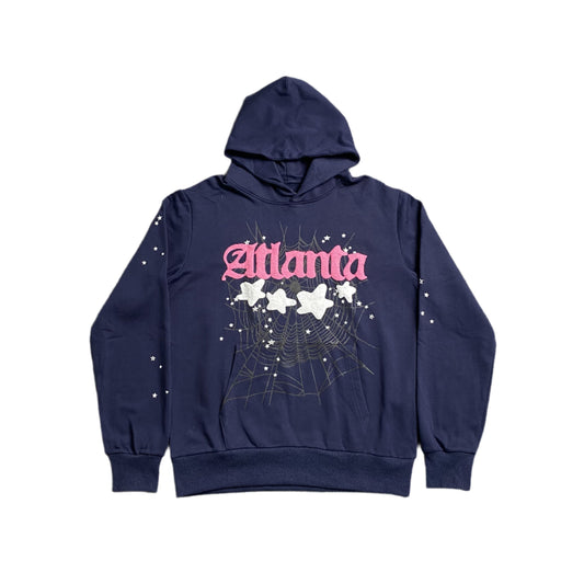 SP5DER Atlanta Hoodie - Navy Unisex Streetwear Limited Edition - The SP5DER ATLANTA HOODIE NAVY - REPLICA delivers bold streetwear energy with a sleek, modern