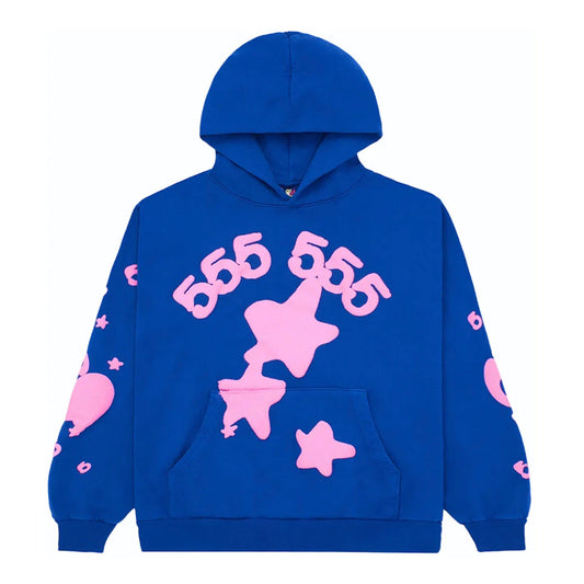 SP5DER Beluga Hoodie - Blue Unisex Streetwear Limited Edition - The SP5DER BELUGA HOODIE BLUE - REPLICA brings a sleek and vibrant twist to modern