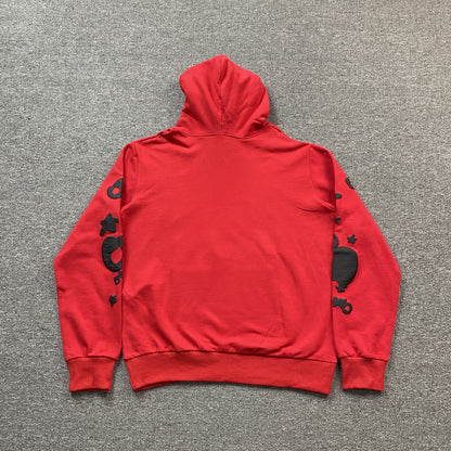 SP5DER Beluga Hoodie - Red Unisex Streetwear Limited Edition - The SP5DER BELUGA HOODIE RED - REPLICA is a bold and vibrant addition to your