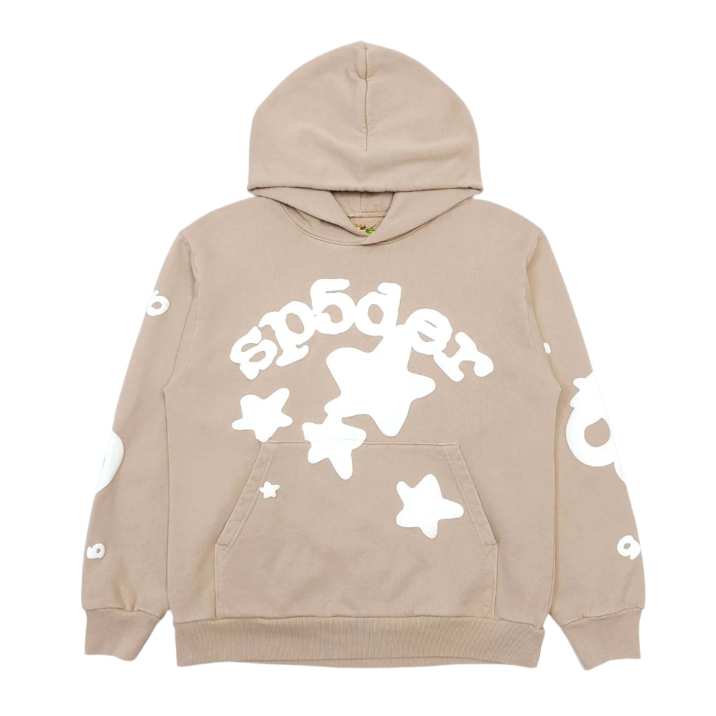 SP5DER Beluga Hoodie Sand - Red Unisex Streetwear Limited Edition - The SP5DER BELUGA HOODIE SAND - REPLICA combines minimalist tones with bold streetwear aesthetics, making