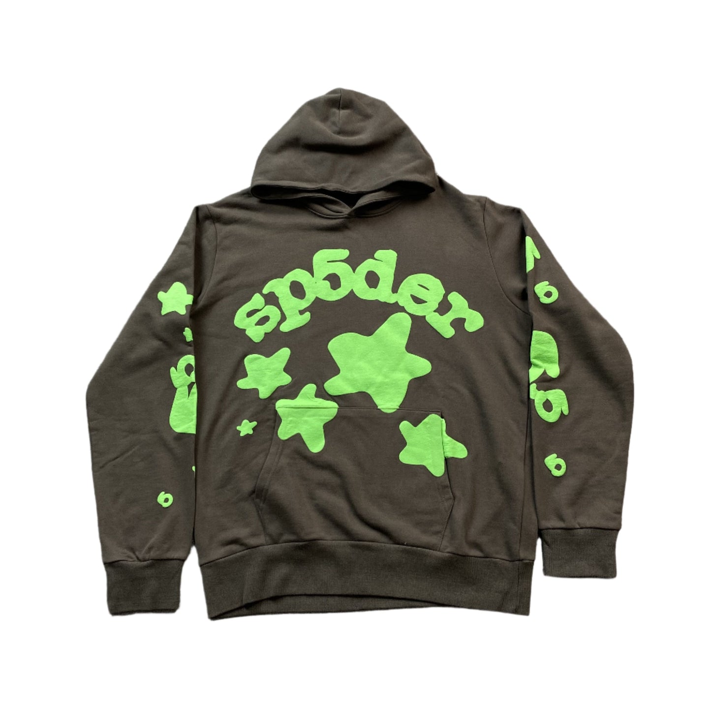 SP5DER Beluga Hoodie Slate Grey - - Green Unisex Streetwear Limited Edition - The SP5DER BELUGA HOODIE SLATE GREY/GREEN - REPLICA is a bold fusion of streetwear aesthetics