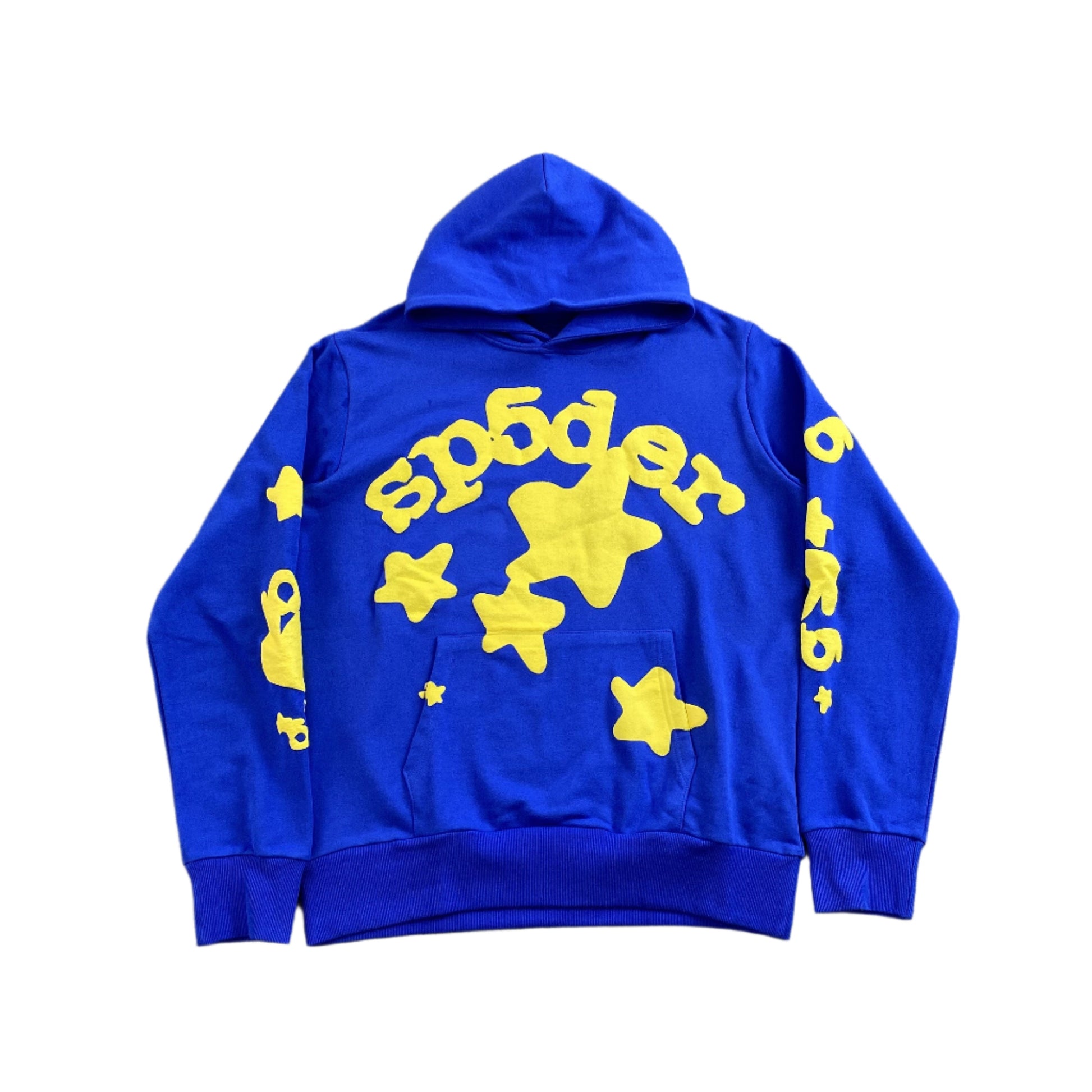 SP5DER Beluga Hoodie Tc - Blue Unisex Streetwear Limited Edition - The SP5DER BELUGA HOODIE TC BLUE - REPLICA is a bold statement piece that blends