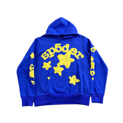 SP5DER Beluga Hoodie Tc - Blue Unisex Streetwear Limited Edition - The SP5DER BELUGA HOODIE TC BLUE - REPLICA is a bold statement piece that blends
