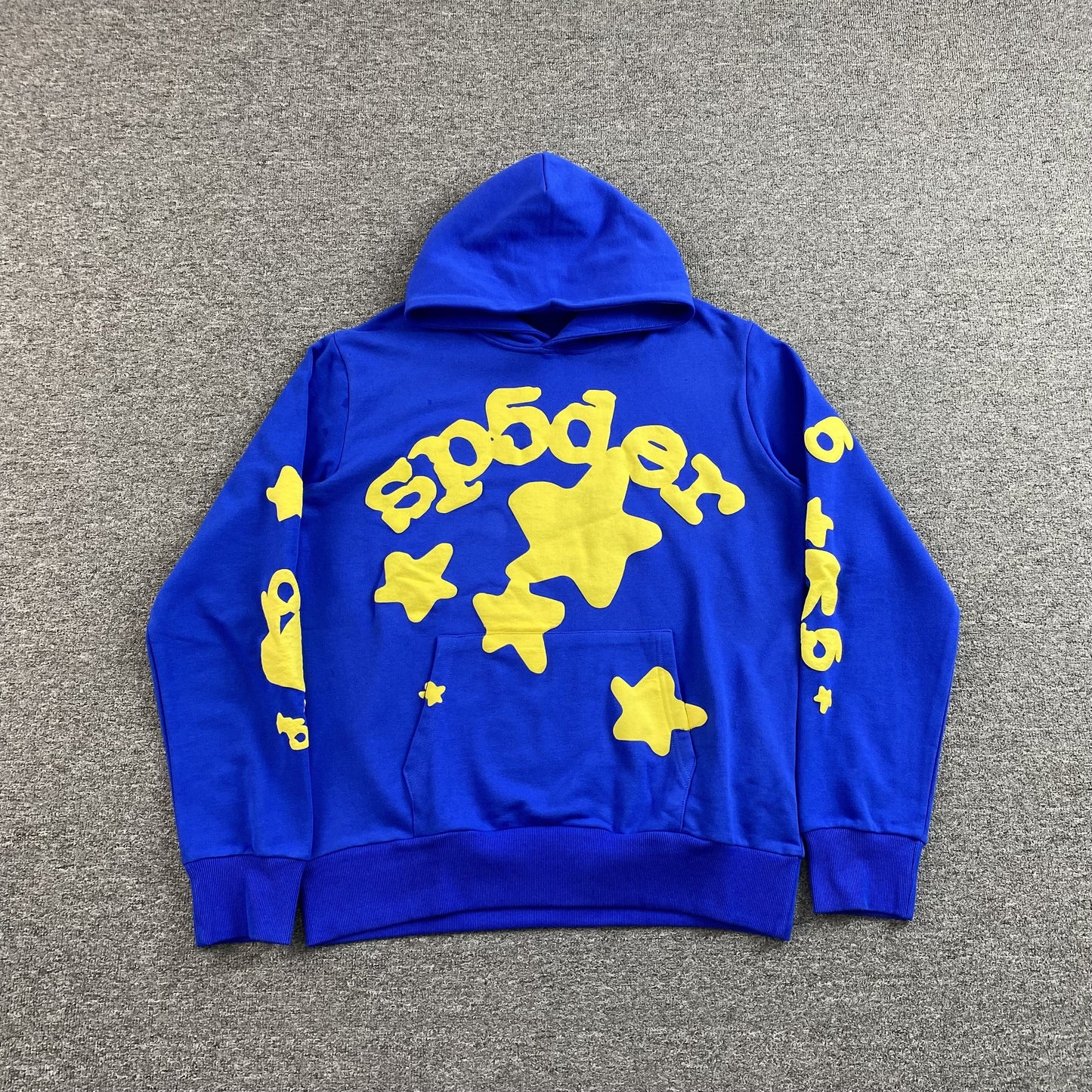 SP5DER Beluga Hoodie Tc - Blue Unisex Streetwear Limited Edition - The SP5DER BELUGA HOODIE TC BLUE - REPLICA is a bold statement piece that blends