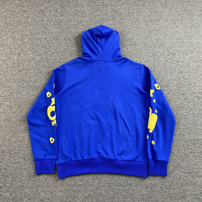 SP5DER Beluga Hoodie Tc - Blue Unisex Streetwear Limited Edition - The SP5DER BELUGA HOODIE TC BLUE - REPLICA is a bold statement piece that blends