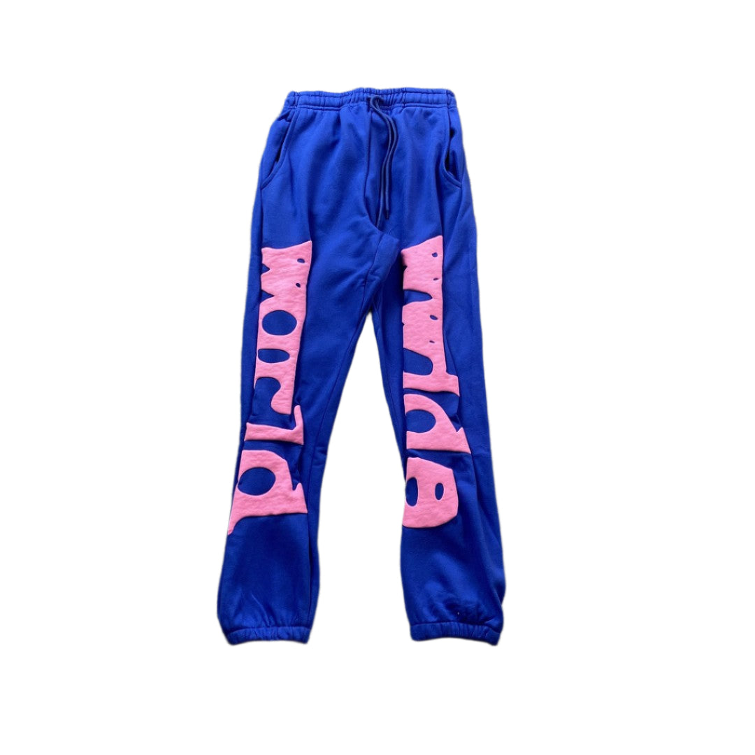 SP5DER Beluga Sweatpants - Blue Unisex Streetwear Limited Edition - The SP5DER BELUGA SWEATPANTS BLUE - REPLICA bring bold streetwear energy and everyday comfort together