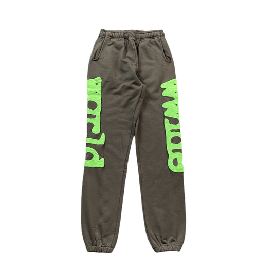 SP5DER Beluga Sweatpants Slate Grey - - Green Unisex Streetwear Limited Edition - The SP5DER BELUGA SWEATPANTS SLATE GREY/GREEN - REPLICA fuse streetwear edge with ultimate comfort ,