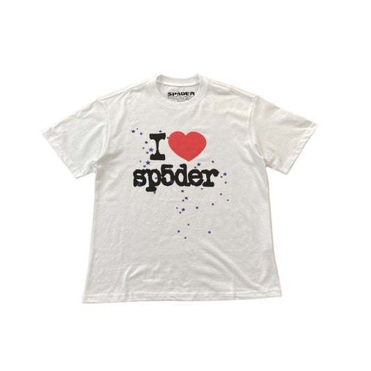 SP5DER I Heart Sp5der Tee T-Shirt - White Unisex Streetwear Limited Edition - The SP5DER I HEART SP5DER TEE WHITE - REPLICA is a clean and bold statement
