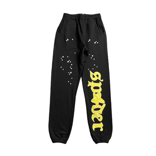 SP5DER Jeffery Sweatpants - Black Unisex Streetwear Limited Edition - The SP5DER JEFFERY SWEATPANTS BLACK - REPLICA deliver the perfect blend of bold streetwear aesthetics