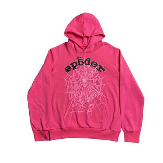 SP5DER Legacy Hoodie - Pink Unisex Streetwear Limited Edition - The SP5DER LEGACY HOODIE PINK - REPLICA is a bold and vibrant streetwear essential that
