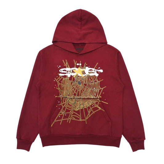 SP5DER Logo Hoodie Maroon Unisex Streetwear Limited Edition - The SP5DER LOGO HOODIE MAROON - REPLICA blends bold streetwear vibes with timeless sophistication. Crafted