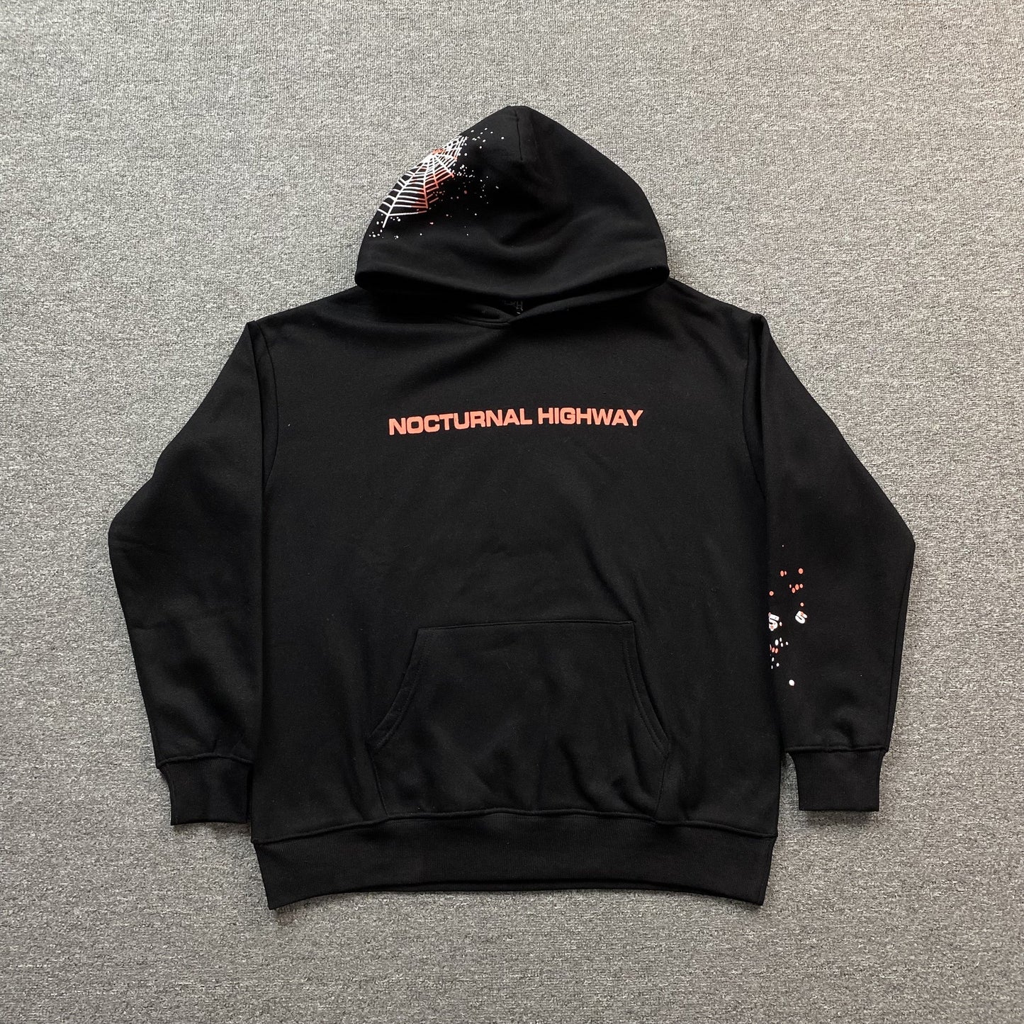 SP5DER Nocturnal Highway Hoodie - Black Unisex Streetwear Limited Edition - The SP5DER NOCTURNAL HIGHWAY HOODIE BLACK - REPLICA is a bold and futuristic take on