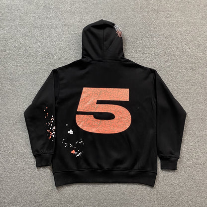 SP5DER Nocturnal Highway Hoodie - Black Unisex Streetwear Limited Edition - The SP5DER NOCTURNAL HIGHWAY HOODIE BLACK - REPLICA is a bold and futuristic take on