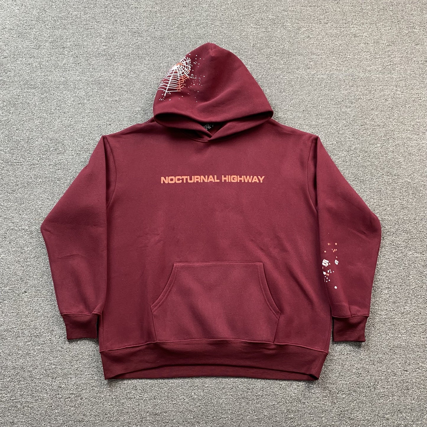 SP5DER Nocturnal Highway Hoodie Burgundy Unisex Streetwear Limited Edition - The SP5DER NOCTURNAL HIGHWAY HOODIE BURGUNDY - REPLICA brings bold streetwear energy with a sleek