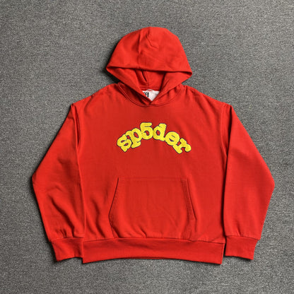 SP5DER Og Logo Hoodie - Red Unisex Streetwear Limited Edition - The SP5DER OG LOGO HOODIE RED - REPLICA is a bold and vibrant streetwear essential