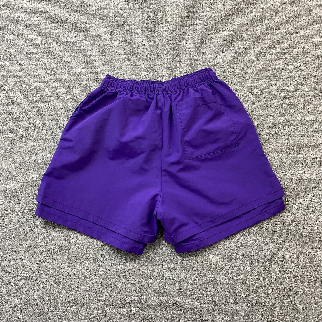 SP5DER Og Web Double Layer Short Shorts - Purple Unisex Streetwear Limited Edition - The SP5DER OG WEB DOUBLE LAYER SHORT PURPLE - REPLICA combines bold streetwear aesthetics with