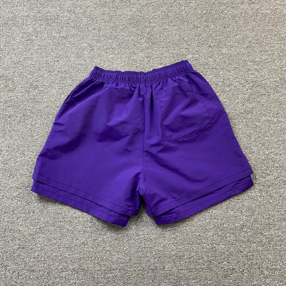SP5DER Og Web Double Layer Short Shorts - Purple Unisex Streetwear Limited Edition - The SP5DER OG WEB DOUBLE LAYER SHORT PURPLE - REPLICA combines bold streetwear aesthetics with