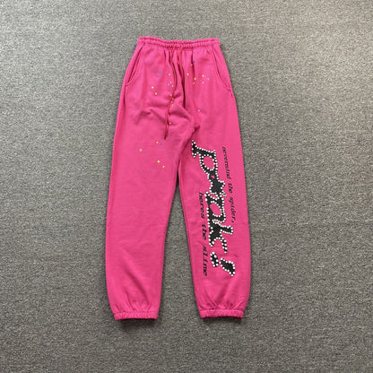 SP5DER P*nk Sweatpants - Pink Unisex Streetwear Limited Edition - The SP5DER P*NK SWEATPANTS PINK - REPLICA are a bold and stylish statement piece that