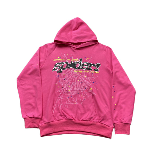 SP5DER P*nk V2 Hoodie - Pink Unisex Streetwear Limited Edition - The SP5DER P*NK V2 HOODIE PINK - REPLICA is a bold and vibrant streetwear essential,