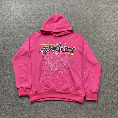 SP5DER P*nk V2 Hoodie - Pink Unisex Streetwear Limited Edition - The SP5DER P*NK V2 HOODIE PINK - REPLICA is a bold and vibrant streetwear essential,