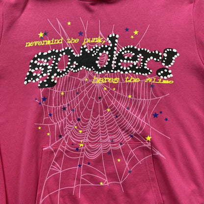 SP5DER P*nk V2 Hoodie - Pink Unisex Streetwear Limited Edition - The SP5DER P*NK V2 HOODIE PINK - REPLICA is a bold and vibrant streetwear essential,