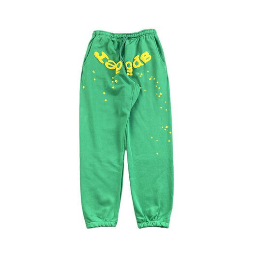 SP5DER Star Og Web V2 Sweatpants Slime - Green Unisex Streetwear Limited Edition - The SP5DER STAR OG WEB V2 SWEATPANTS SLIME GREEN - REPLICA bring bold streetwear aesthetics