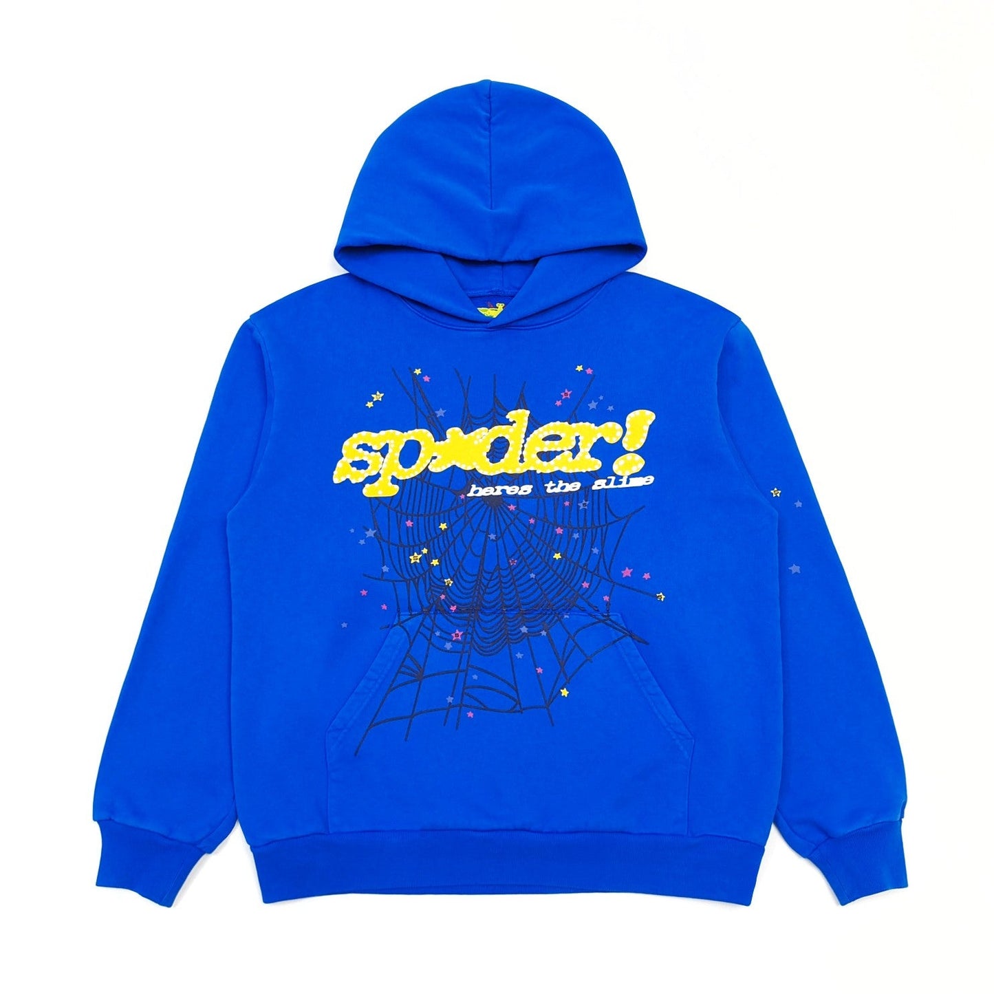 SP5DER Tc Hoodie - Blue Unisex Streetwear Limited Edition - The SP5DER TC HOODIE BLUE - REPLICA combines sleek streetwear aesthetics with bold design elements