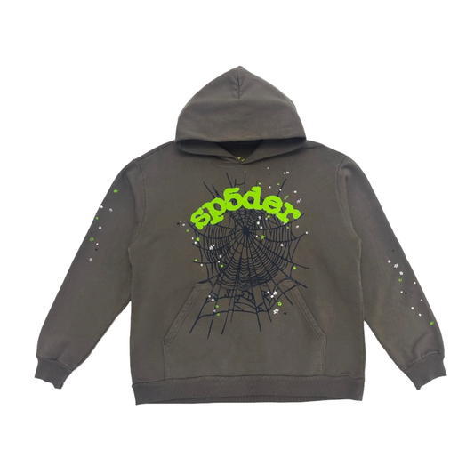 SP5DER Wait Web Hoodie Slate - Grey Unisex Streetwear Limited Edition - The SP5DER WAIT WEB HOODIE SLATE GREY - REPLICA blends sleek design with bold streetwear