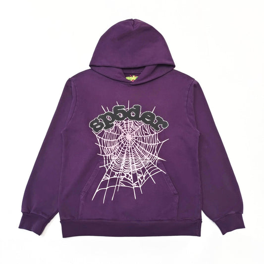 SP5DER Web Hoodie - Purple Unisex Streetwear Limited Edition - The SP5DER WEB HOODIE PURPLE - REPLICA is a bold and vibrant addition to your