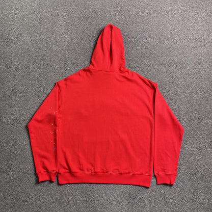 SP5DER Worldwide Angel Number 555 Hoodie - Red Unisex Streetwear Limited Edition - The SP5DER WORLDWIDE RED ANGEL NUMBER 555 HOODIE RED - REPLICA merges bold streetwear aesthetics