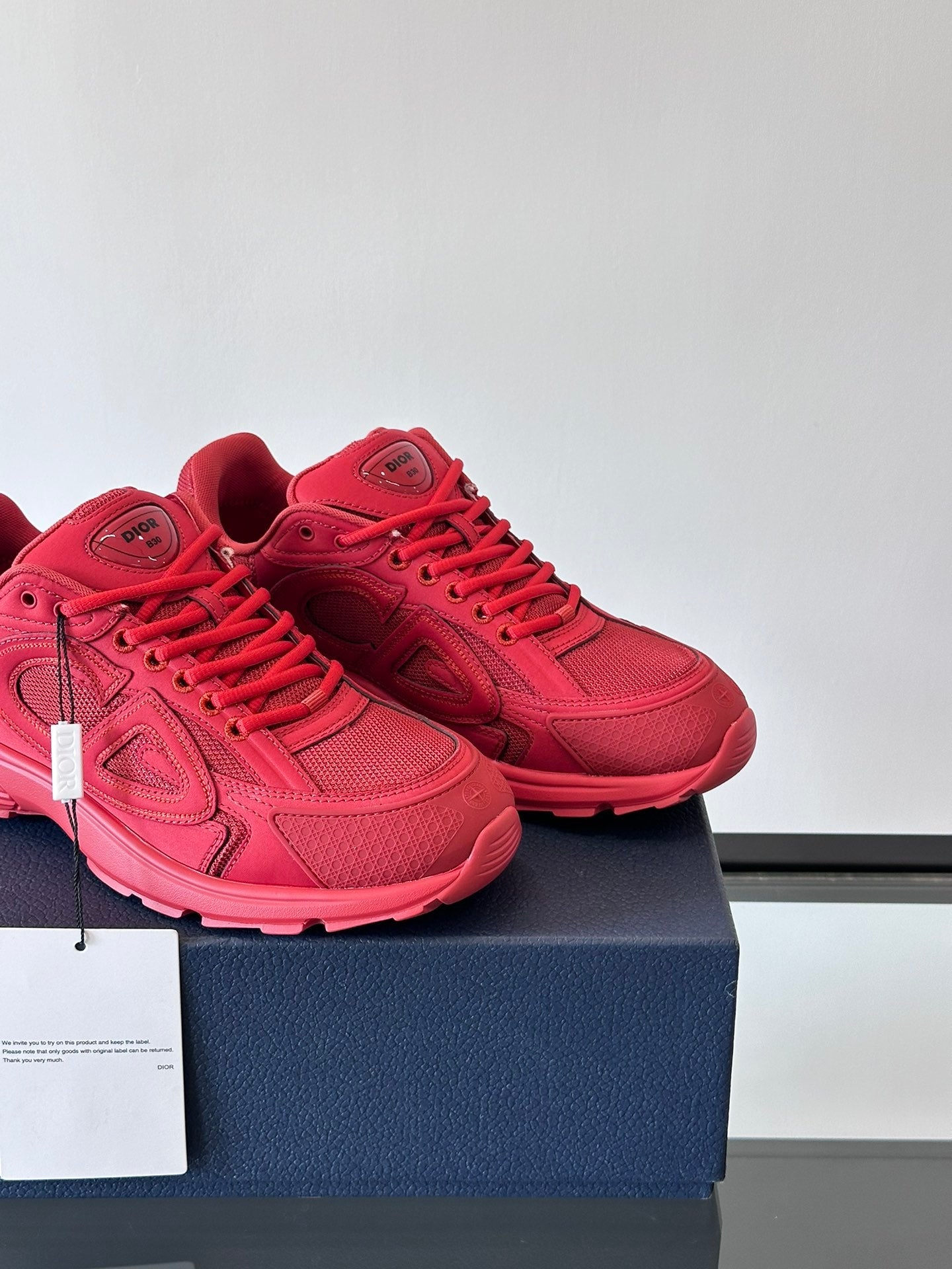 STONE Island - Dior B30 - Red Unisex Streetwear Limited Edition - The STONE ISLAND x DIOR B30 RED - REPLICA is a high-fashion statement sneaker that