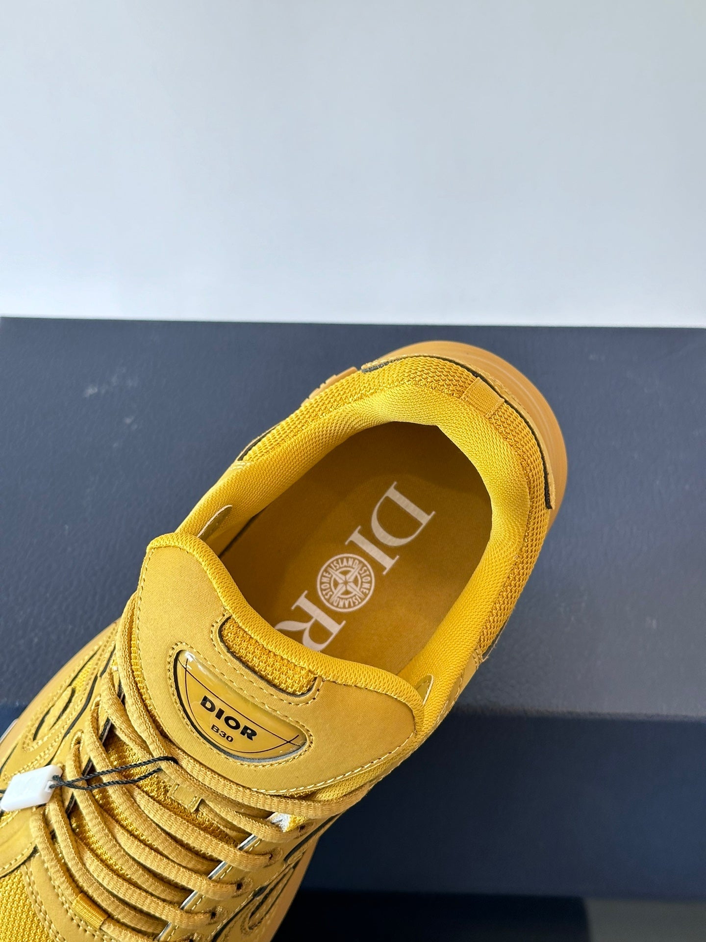 STONE Island - Dior B30 Sneakers - Yellow Unisex Streetwear Limited Edition - The STONE ISLAND x DIOR B30 YELLOW - REPLICA is a bold fusion of high-fashion