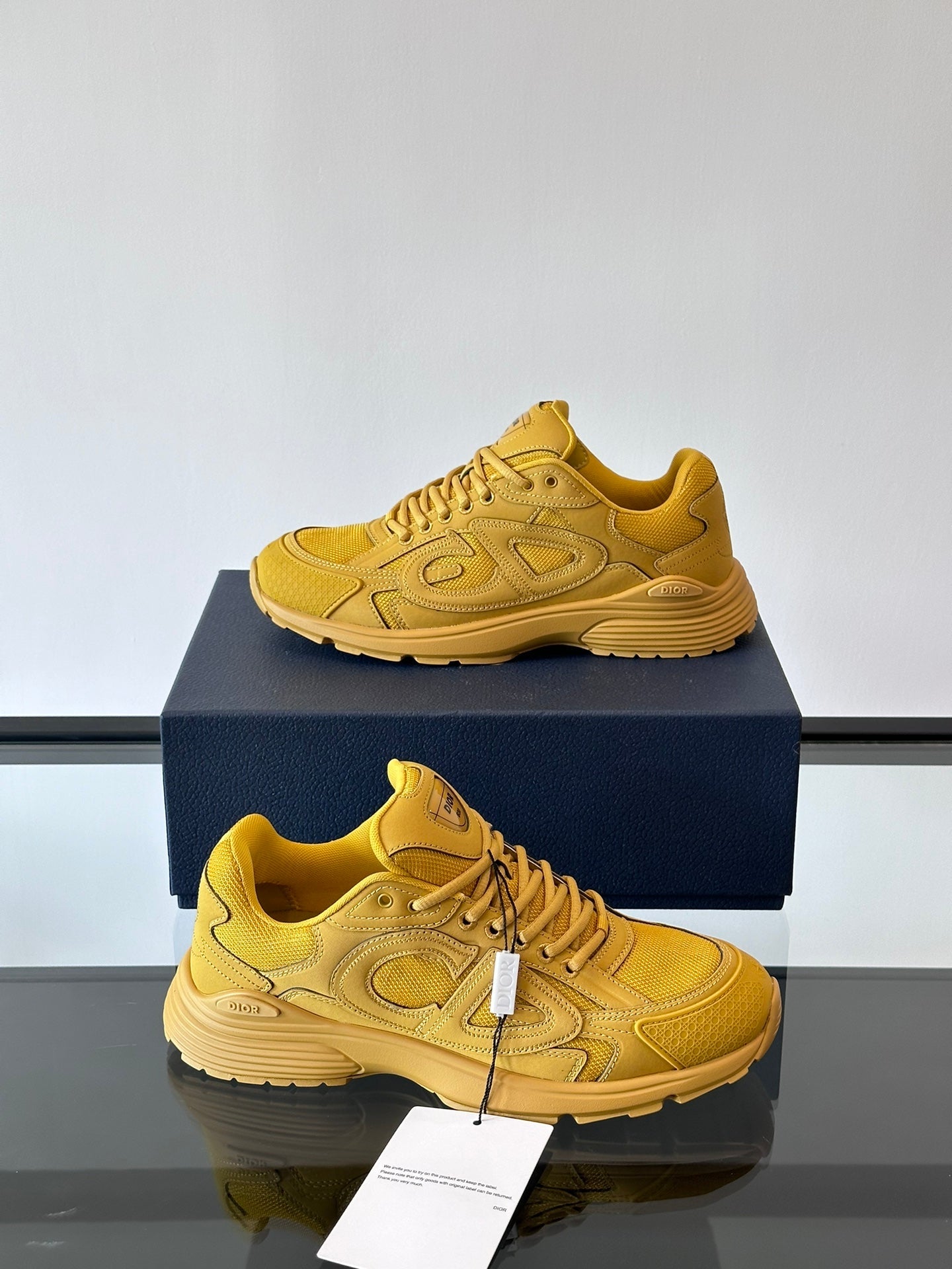 STONE Island - Dior B30 Sneakers - Yellow Unisex Streetwear Limited Edition - The STONE ISLAND x DIOR B30 YELLOW - REPLICA is a bold fusion of high-fashion