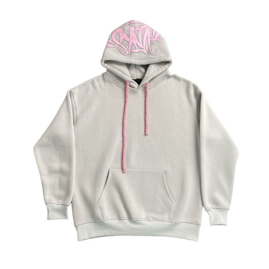 SYNA World Hood Logo Hoodie Grey - Pink Unisex Streetwear Limited Edition