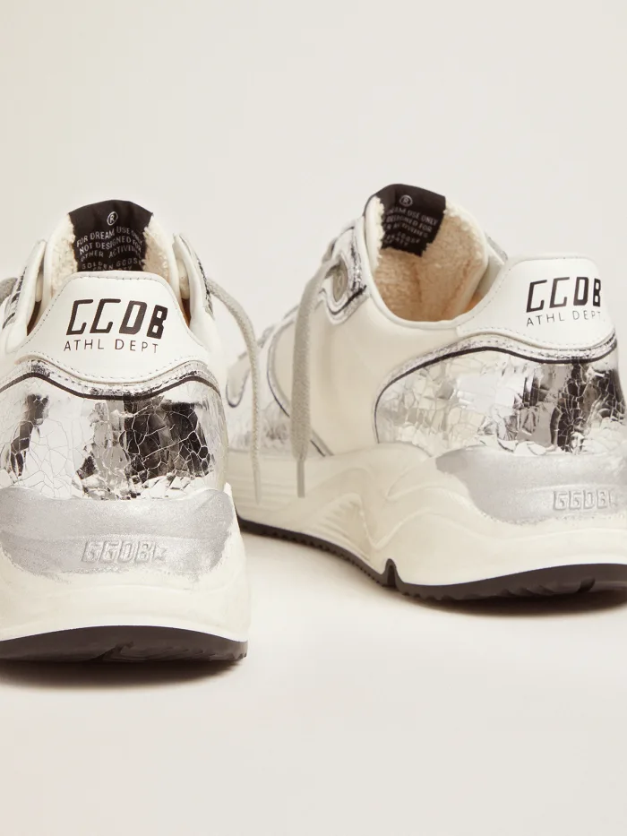 Silver And Running Sole Sneakers - White Unisex Streetwear Limited Edition