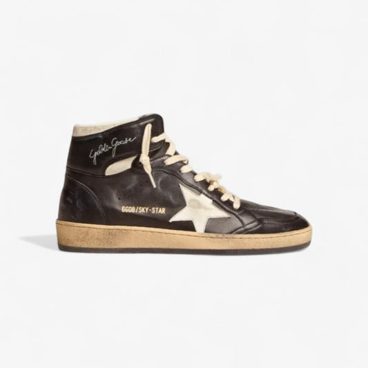 Sky-star Sneakers In Nappa Leather With White Nappa-leather Star - Black Unisex Streetwear Limited Edition