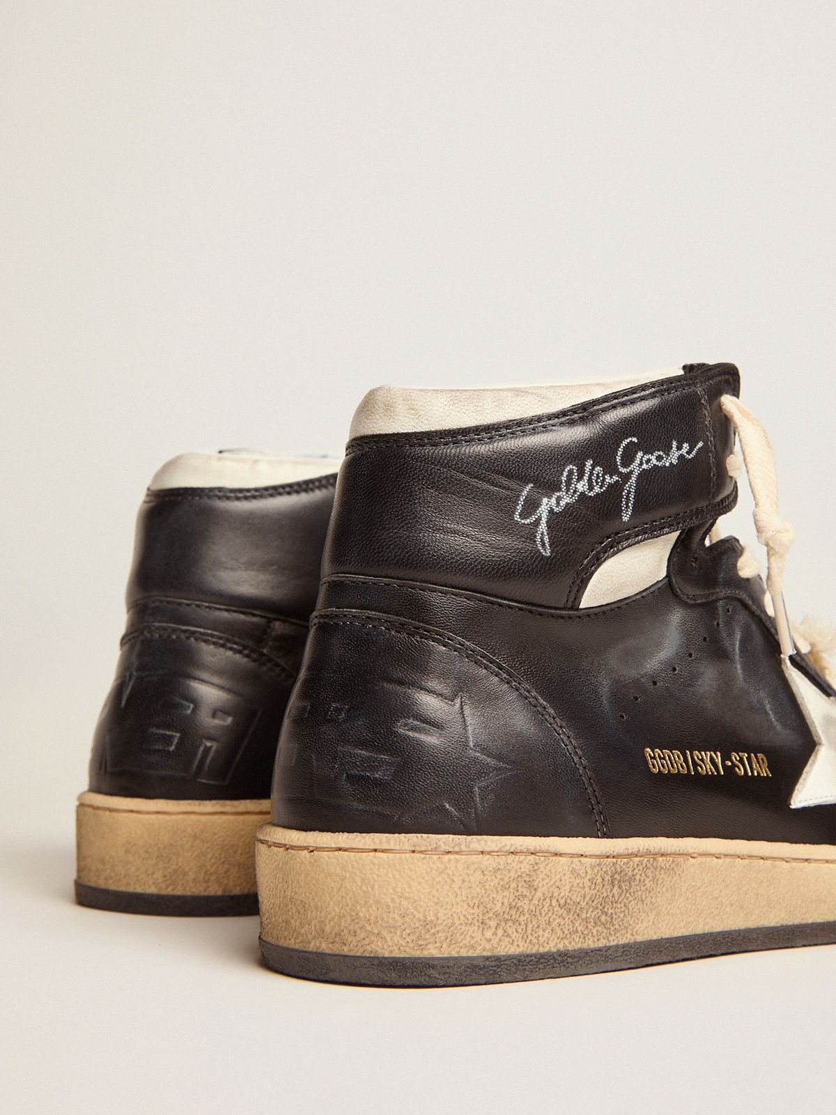 Sky-star Sneakers In Nappa Leather With White Nappa-leather Star - Black Unisex Streetwear Limited Edition