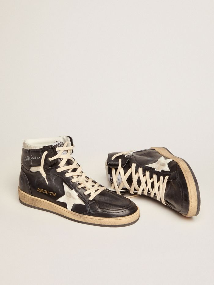 Sky-star Sneakers In Nappa Leather With White Nappa-leather Star - Black Unisex Streetwear Limited Edition