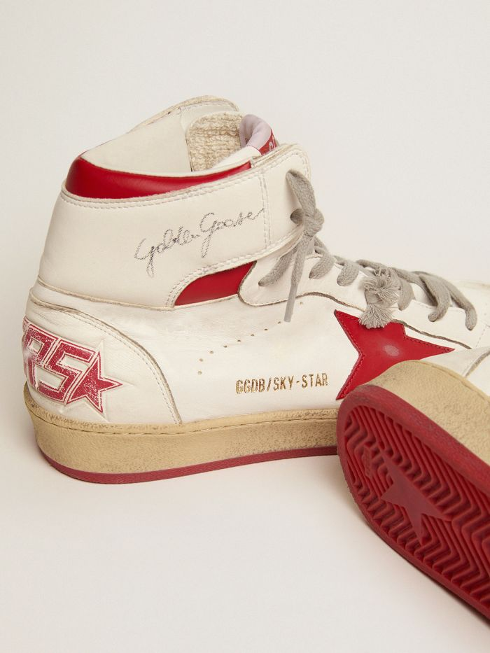 Sky-star Sneakers With Signature On The Ankle And Leather Inserts - Red Unisex Streetwear Limited Edition