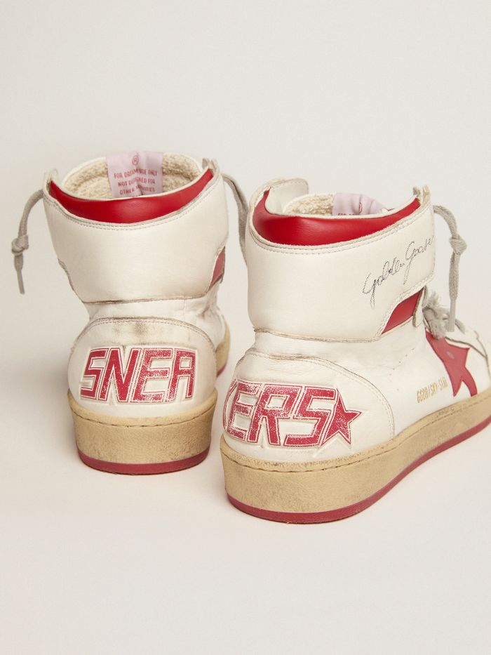 Sky-star Sneakers With Signature On The Ankle And Leather Inserts - Red Unisex Streetwear Limited Edition