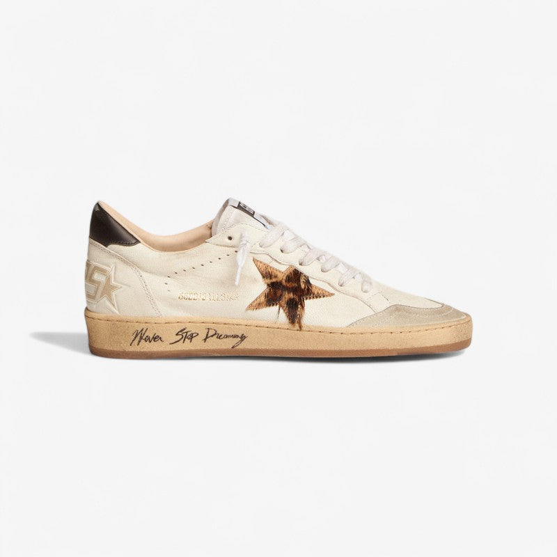 Sneaker Ball Star Con Stella In Cavallino Leopardato E Talloncino In Pelle Nera Sneakers - White Unisex Streetwear Limited Edition