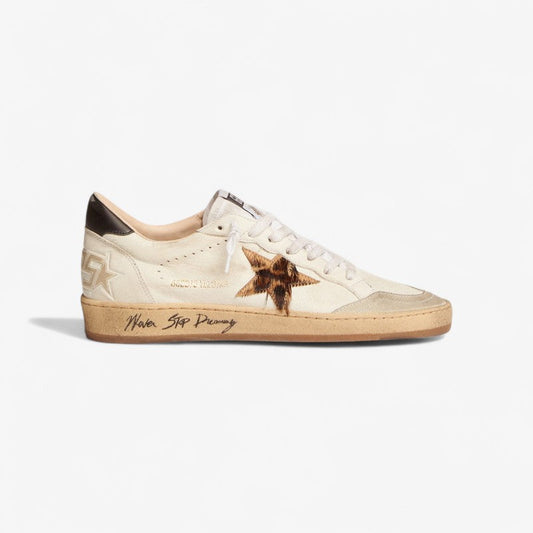 Sneaker Ball Star Con Stella In Cavallino Leopardato E Talloncino In Pelle Nera Sneakers - White Unisex Streetwear Limited Edition