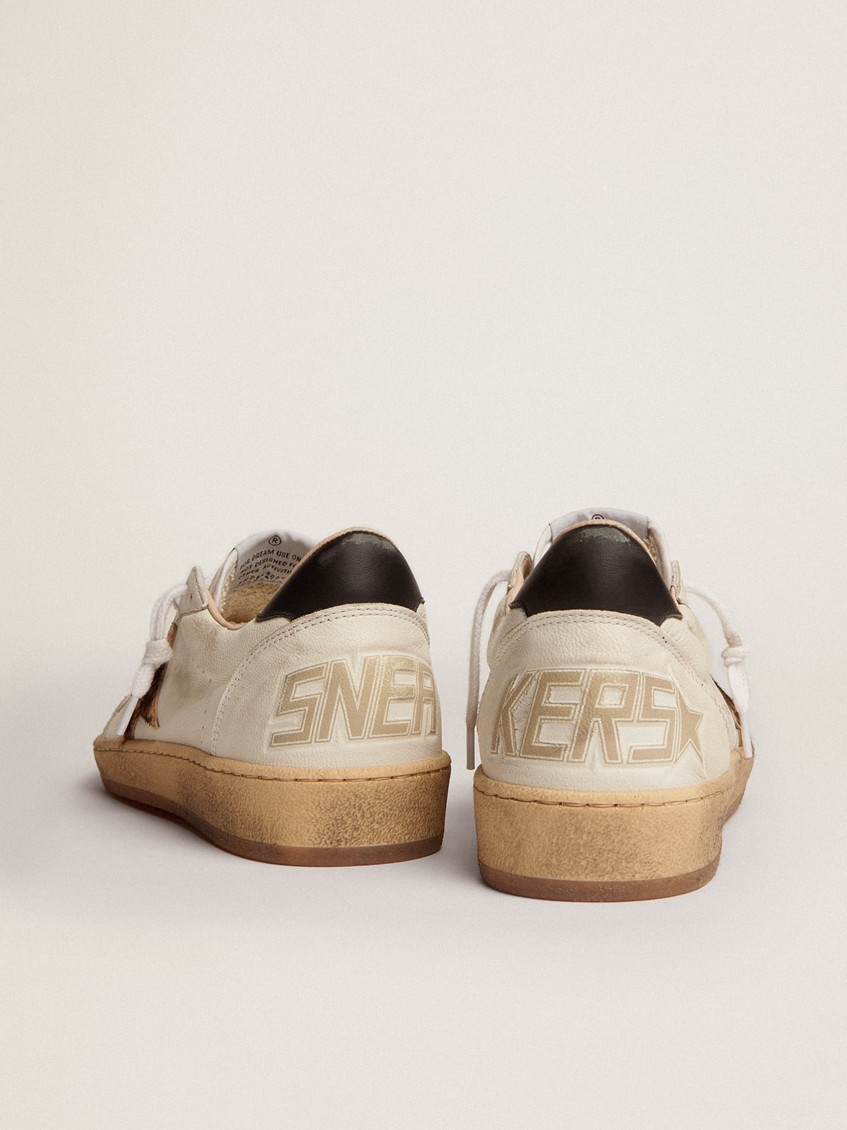 Sneaker Ball Star Con Stella In Cavallino Leopardato E Talloncino In Pelle Nera Sneakers - White Unisex Streetwear Limited Edition