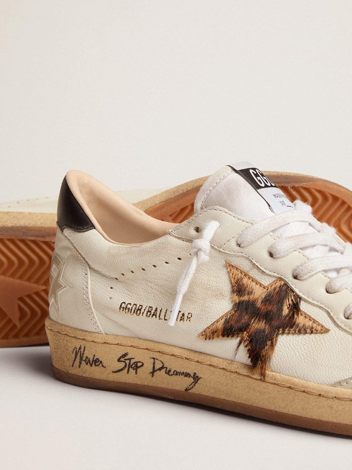 Sneaker Ball Star Con Stella In Cavallino Leopardato E Talloncino In Pelle Nera Sneakers - White Unisex Streetwear Limited Edition